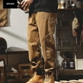thumbnail image 5 of Lohuatrd Men Harem Pants Thin Solid Color Elastic Waist Pockets Ankle-banded Drawstring Deep Crotch Wear-resistant Soft Breathable Men Cargo Pants Long Trousers, 5 of 7