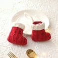 thumbnail image 6 of Red Knitted Christmas Cutlery Holders,4Pcs Xmas Stockings Tableware Christmas Silverware Cutlery Holders Pocket Knifes Forks Bags Dinnerware Decorations for Home Party, 6 of 6