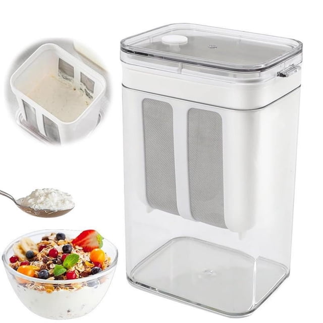 Filter Greek Yogurt Maker and Storage Jar 2-in-1 Yogurt Strainer with Airtight Lid Clear Container for Breakfast Parfaits and Meal Prep(1Pc) by JASKFLY