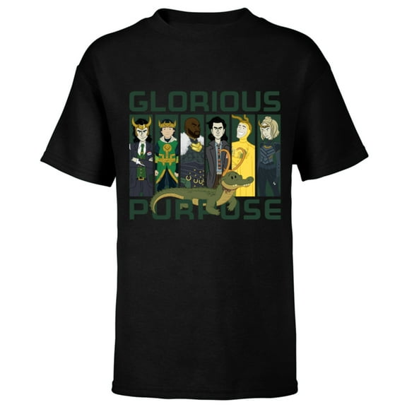 Marvel Loki Variants Alligator Loki Glorious Purpose - Short Sleeve T-Shirt for Kids – Customized-Black