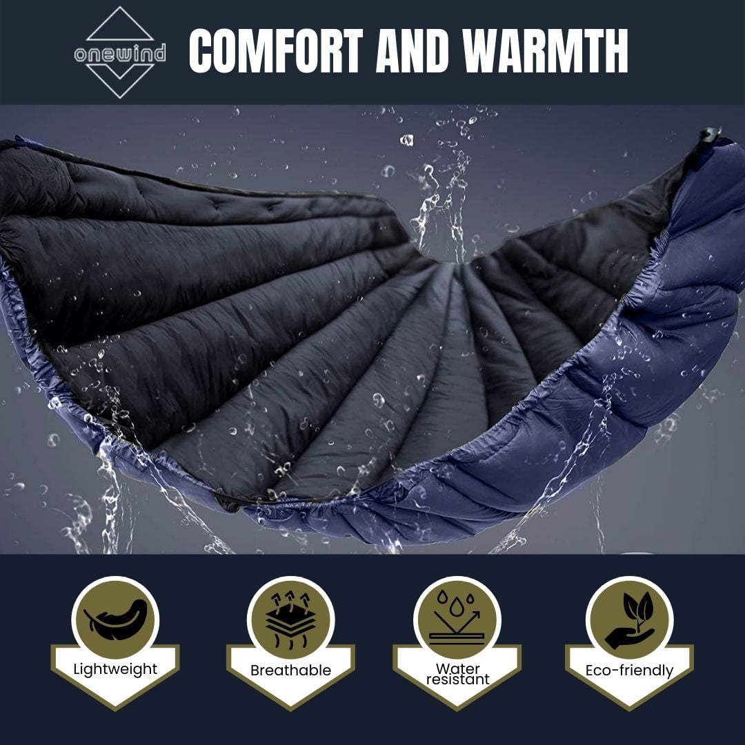 Onewind Double Hammock Underquilt for Camping, Hiking, Backpacking, 50F, Blue, 82"L x 52"W, 250 lbs