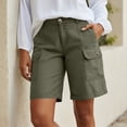 thumbnail image 2 of Horkkom Cargo Shorts Women Elastic Waist Hiking Shorts Work Athletic Travel Shorts with Pockets Button Zipper S, 2 of 10