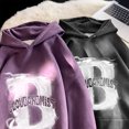 thumbnail image 6 of Hipster Street Men's Hoodie Stylish Letter Print Long Sleeve Hooded Sweatshirt Fall 2024 Unisex Pullover Hoodies Men Woman Hoody (Pink,Asian-L), 6 of 7