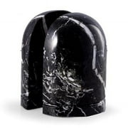 Bey-Berk International R10R Black Zebra Marble Dome Bookends