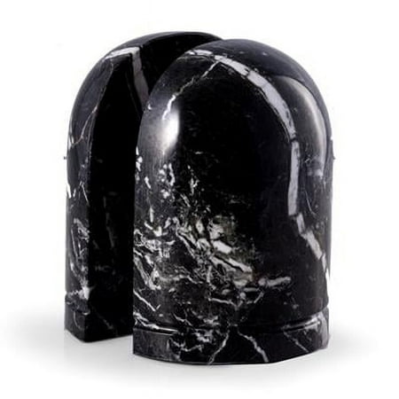 Bey-Berk International R10R Black Zebra Marble Dome Bookends