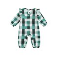 thumbnail image 2 of Gupgi 0-18M Infant Girls Checkered Romper Baby Ruffled Trim Long Sleeve Round Neck Fall Jumpsuits, 2 of 9