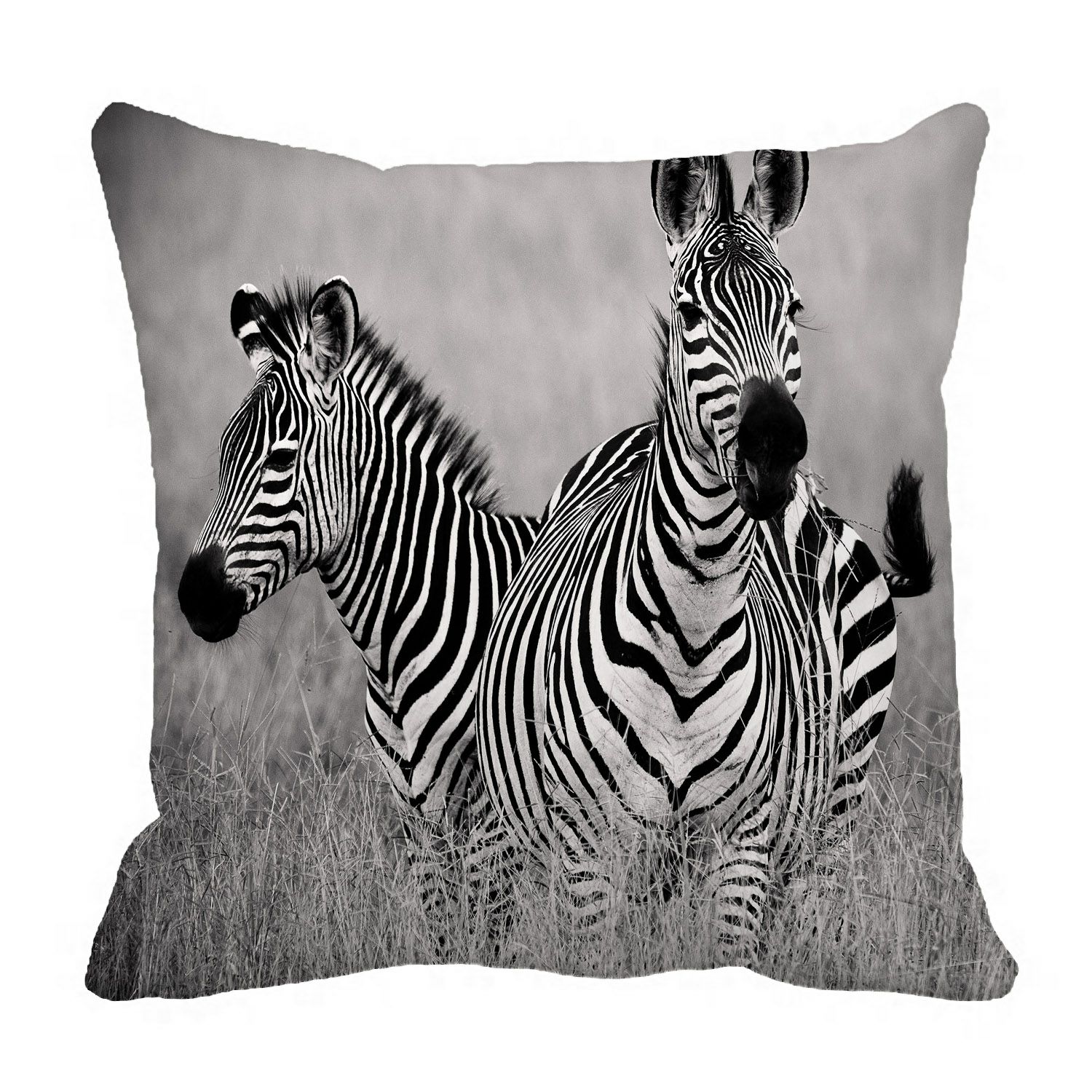 PHFZK Animal Pillow Case, African Two zebras in Black and White