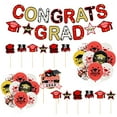 thumbnail image 2 of Veeogra Clearance!Cake Topper,Graduation Decorations 2025,Graduation Party Decorations ClGrad Party Supplies with Flag Cake Insert Balloons for Congratulation Graduation,Cake Decorating,Red, 2 of 6