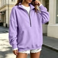thumbnail image 3 of Ozmmyan Womens Half Zip Sweatshirt for Womens Stand Collar Long Sleeve Oversized Pullover Casual Solid Color Winter Top, 3 of 5