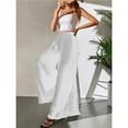 thumbnail image 5 of White Pants for Women's Chiffon Wide Leg Trousers High Elastic Waist Casual Business Trousers, 5 of 5