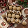 thumbnail image 2 of 12 Pcs Velvet Christmas Balls Ornaments Set Shatterproof Flocked Christmas Tree Ornament with Gold Glitter, Vintage Flocked Finish, Christmas Decorations for Tree Wreath Garland Mantle Stairs Decor, 2 of 6