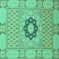 thumbnail image 1 of Ahgly Company Machine Washable Indoor Square Abstract Turquoise Blue Modern Area Rugs, 3' Square, 1 of 4