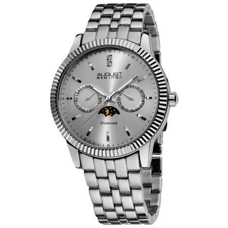 - Men's Swiss Quartz Diamond Moon Phase Coin Edge Watch