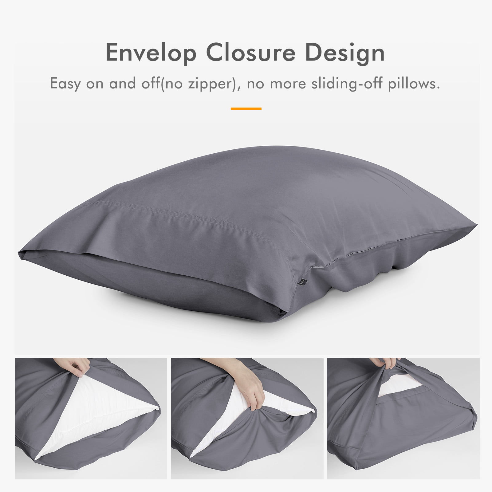 SORMAG Bamboo Cooling Pillowcases Queen Pillow Cases Set of 2 Pack,Dark Grey 20x30 inches