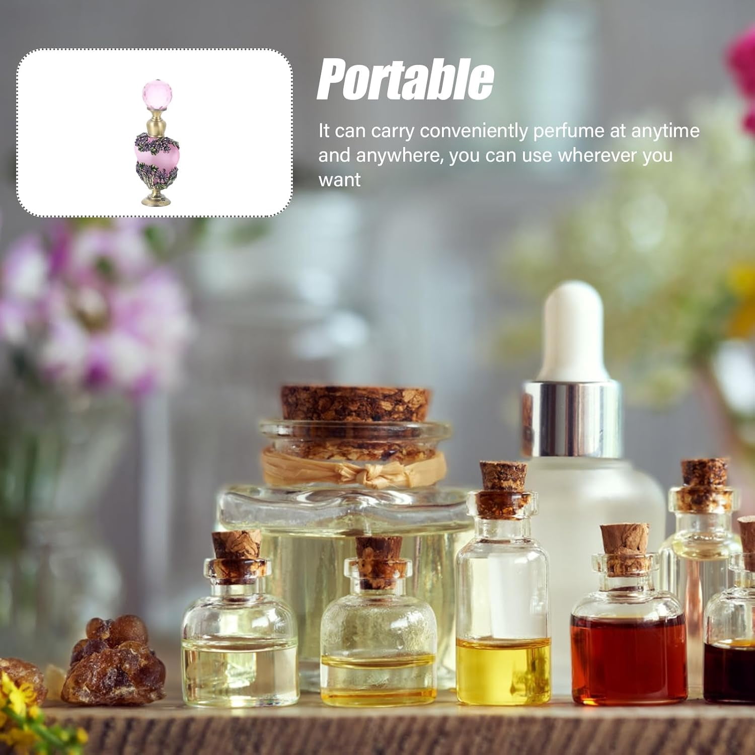 ABPETE Vintage Perfume Bottle 5ml Glass Essential Oil Container Portable Refillable Empty Perfume Sample Bottle for Travel and Home Décor
