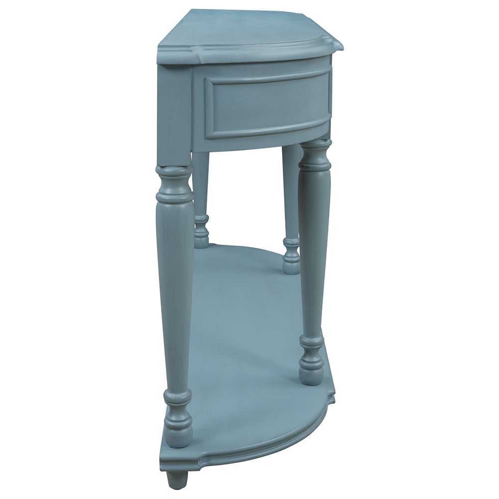 Lowestbest Retro Curved Console Table, Entryway Table with Shelf Wooden Frame and Legs Two Top Drawers (Navy) Lowestbest Retro Curved Console Table, Entryway Table with Shelf Wooden Frame and Legs Two Top Drawers (Navy)