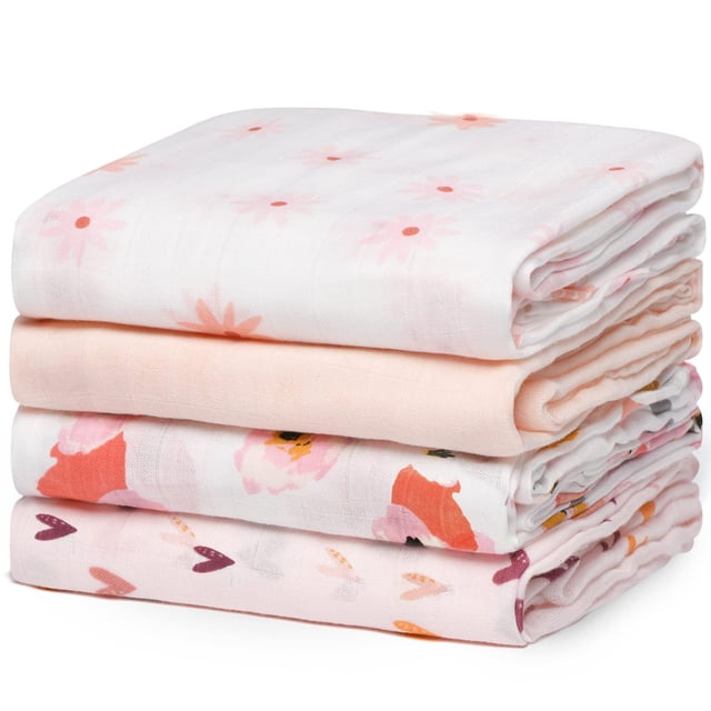 Mantas para pañales Momcozy, muselina, 120 x 120 cm, 4 unidades, algodón