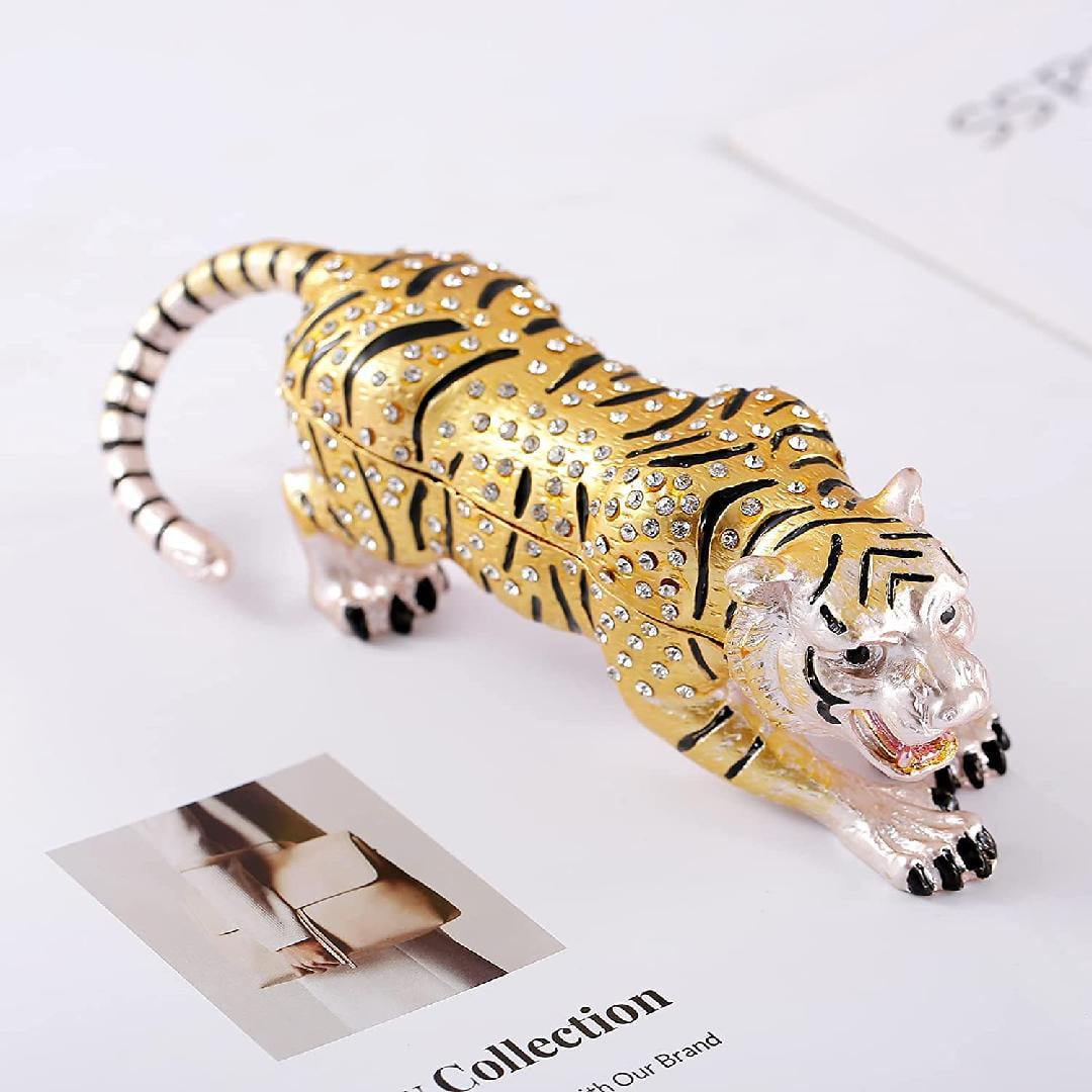 Golden Tiger Figurine Hinged Trinket Boxes, Unique Gift for Thanksgiving  Day & Christmas Day, Hand-Plated Enameled Jewelry Box, Animals Ornaments  for Home Decor 