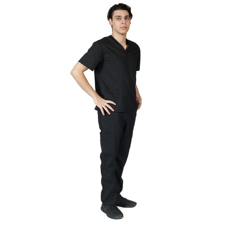 

M&M SCRUBS Men Scrub Set Men Medical Uniforms 102 (Black Medium)