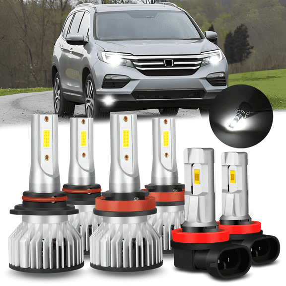 For 2006-2018 Honda Pilot LED Headlight Bulbs 9005 H11 High/Low Beam H11 H8 Fog Light 6000k 6pcs