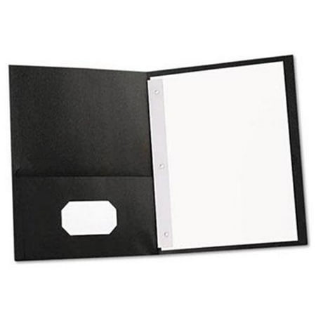 Universal Two-Pocket Portfolios with Tang Fasteners, 0.5" Capacity, 11 x 8.5, Black, 25/Box