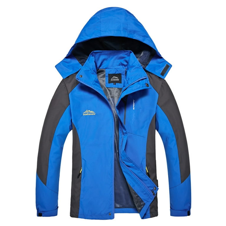 Frontwalk Waterproof Rain Jacket for Womens Mens Lightweight Outdoor  Raincoat Windbreaker Hooded for Hiking Fishing Men Blue XL 