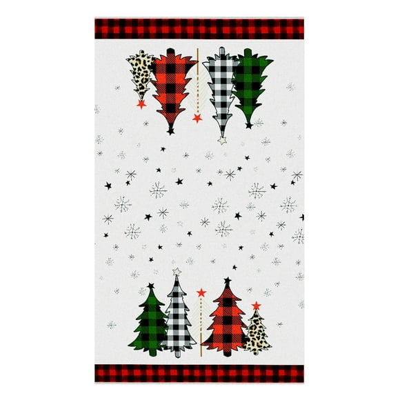 Guirlande de Bannière de Noël Carreaux Noir Rouge Noir Bonhomme de Neige Arbres de Noël Serviettes de Cuisine Serviettes de Vaisselle Décoration Quotidienne Saisonnière d'Hiver Serviettes à Main