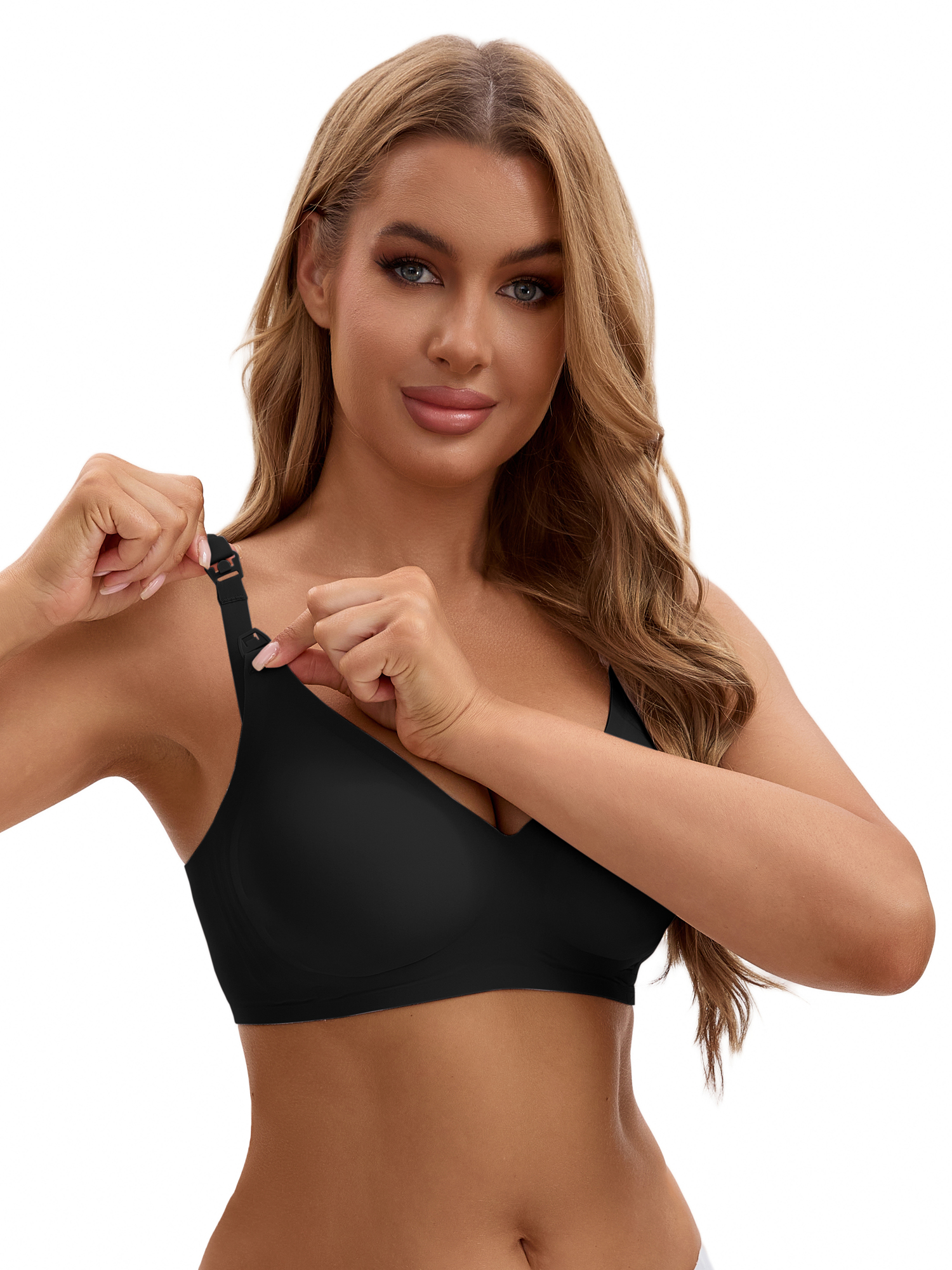Unique Bargains Women's Nursing Push Up Wirefree Front Closure Bra XL Black