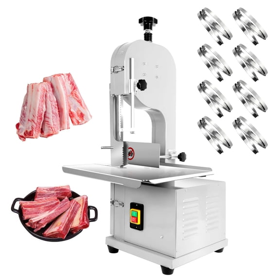 1500W Electric Bone Cutting Machine with 8 Blades, 0.04-7.8" Depth, 110V Commercial Bandsaw for Cutting Frozen Meat, Chops & Bones