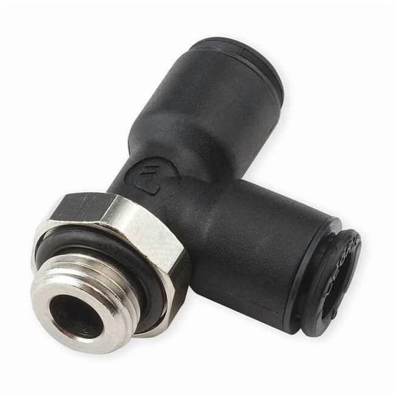 Push-Fit Tee Fitting, 16mm Tube Size, Fiberglass-Reinforced Nylon, Black