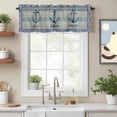 thumbnail image 2 of Ocean Style Valance Curtain Summer Blue White Stripes Anchor Sea Wavy Linen Window Valances Rod Pocket Short Curtains Window Treatments for Kitchen Bedroom Bathroom Laundry 60" x 18", 2 of 9