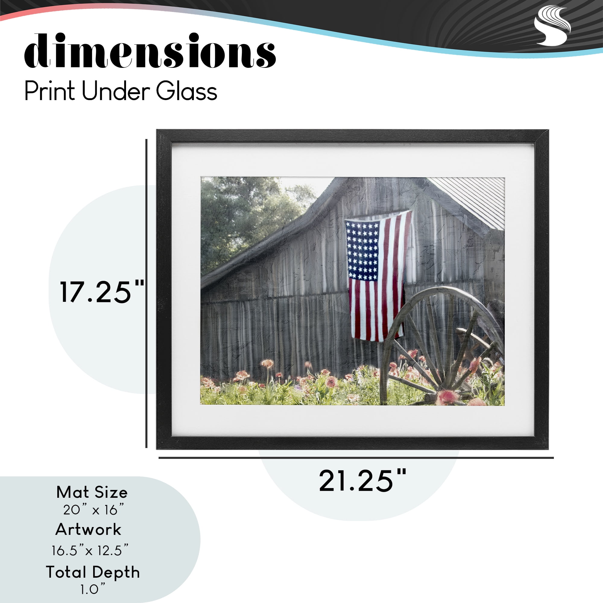 Stupell Industries USA Wagon Wheel Barn Black Framed Print Under Glass, design by Kim Allen