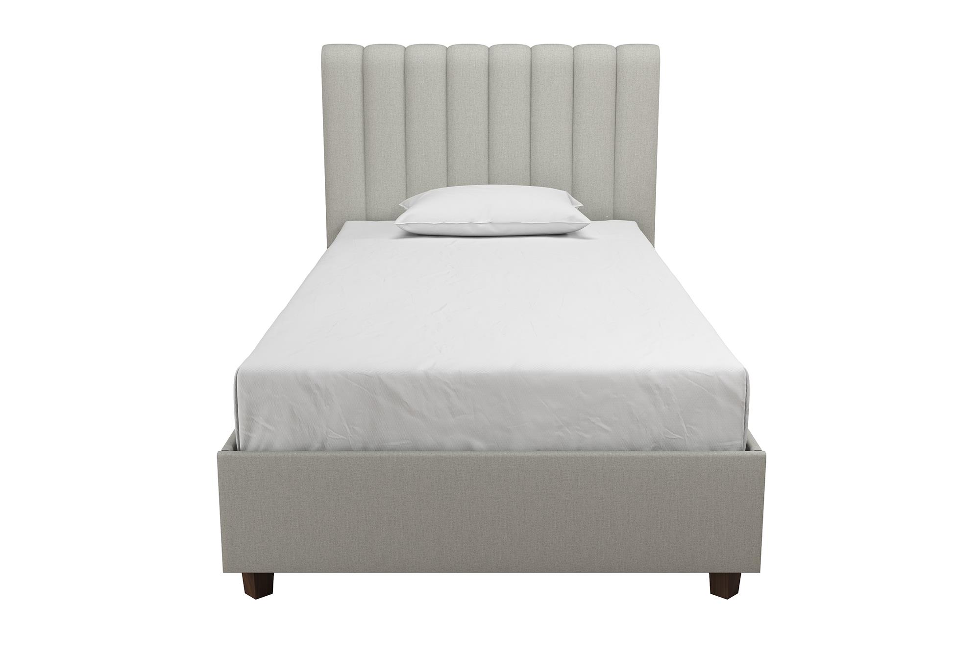 Novogratz Brittany Upholstered Bed, Twin, Gray Linen