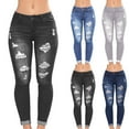 thumbnail image 3 of dazeni Women's Ripped Jeans Stretch Skinny Jean Straight Leg Jeggings Jeans with Holes Butt Lifting Causal Legging Workout Pants, 3 of 4