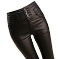 thumbnail image 4 of Pantalones de cuero mate de cuatro botones para mujer, otoño e invierno, cintura alta, ropa exterior, pies finos, más leggings ajustados acolchados de terciopelo, 4 of 6
