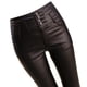 thumbnail image 3 of Pantalones de cuero mate de cuatro botones para mujer, otoño e invierno, cintura alta, ropa exterior, pies finos, más leggings ajustados acolchados de terciopelo, 3 of 6