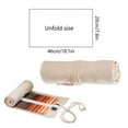 thumbnail image 3 of Hovmgk Pencil Wrap Pencil Rolls, Artist Colored Pencils Roll Up Bag for Sketching & Coloring, Brush Pouch Case Organizer for Artists, Premium Canvas, Beige, 20x15x1cm, 3 of 6