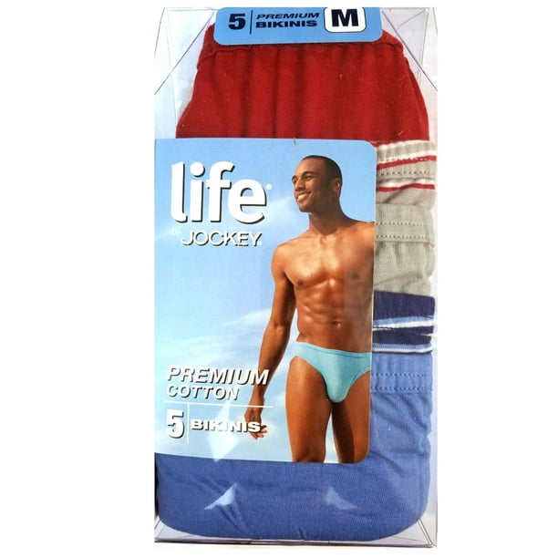 Life by Jockey Men's 5Pack 100 Cotton Bikini Underwear, Large