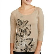 Women's Embellished Lace Back Raglan Graphic T-Shirt