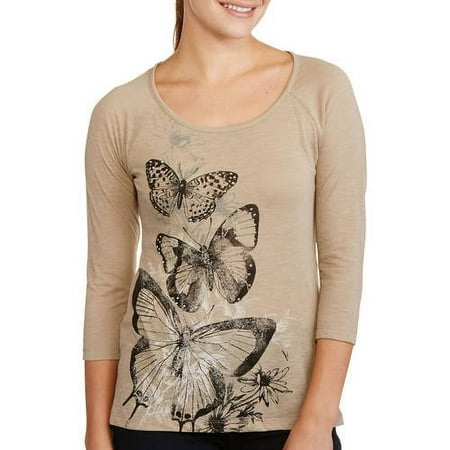 Women's Embellished Lace Back Raglan Graphic T-Shirt