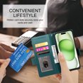 thumbnail image 5 of Compatible with iPhone 15 Wallet Case, Classic PU Leather Flip Folio Case with Card Holders Kickstand [Shockproof TPU Inner Shell] Phone Cover for iPhone 15, Darkgreen, 5 of 7