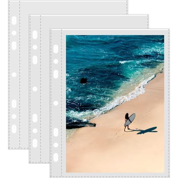 30-Pack 5"x7" Photo Sleeves for A5 6-Ring Binders and 3-Ring Mini Binders, 60 Pockets$$Office