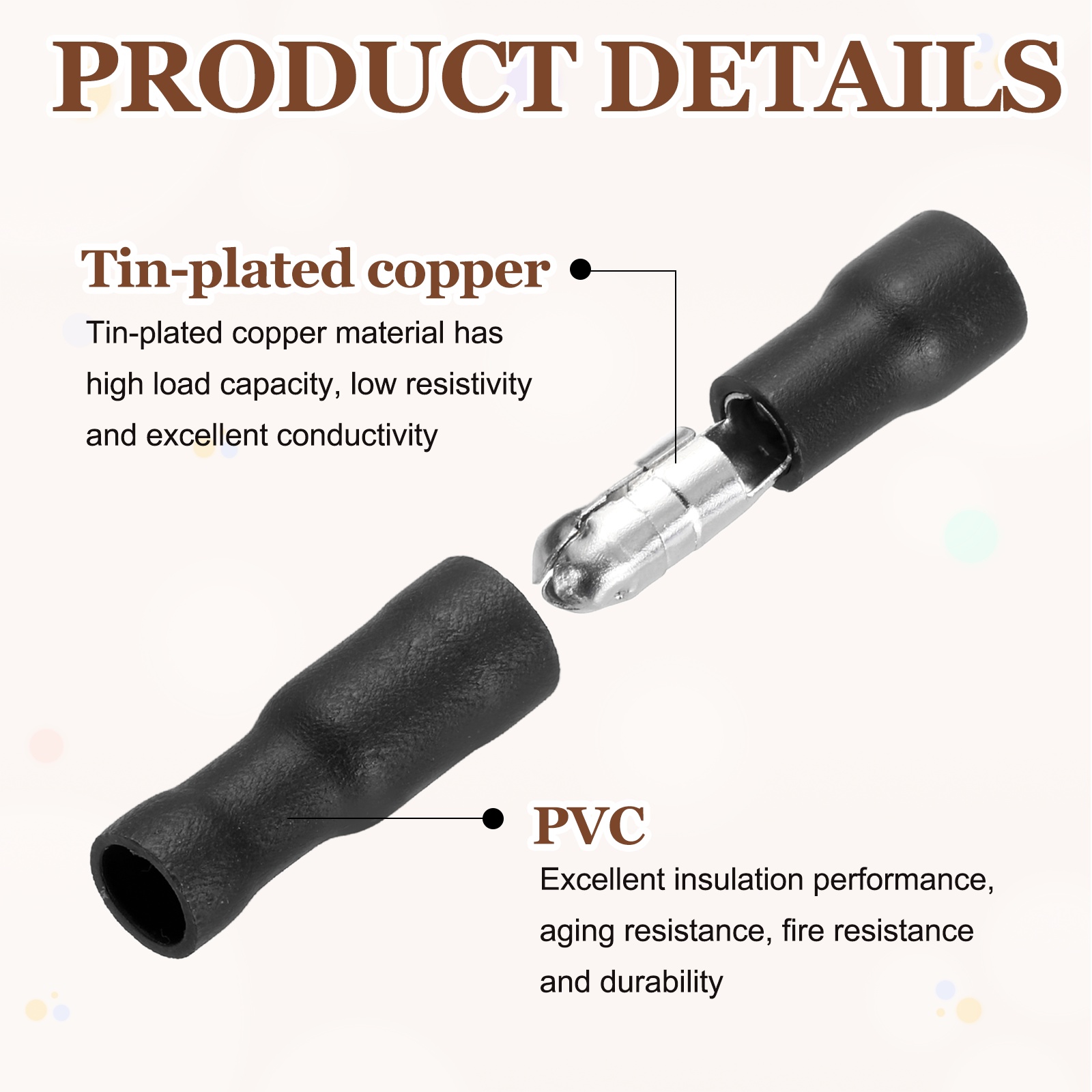 100 Set Heat Shrink Butt Connectors, 12-10AWG Insulated Waterproof Wires Connectors Black Male and Female Wire Crimp Terminals for Industrial, Automotive, Boat Stereo