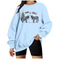 thumbnail image 5 of Sweatshirts for Women Winter Christmas Donkey Graphic Print Pullover Tops Regular Long Sleeve Crew Neck Casual Cozy Soft Loose Fall Womens Sweatshirts ZD Light Blue L, 5 of 7