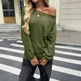 thumbnail image 7 of Womens Off The Shoulder Tops Oversized Tshirts Long Sleeve 2026 Casual Basic Tees, 7 of 7