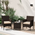 thumbnail image 1 of Gymax 3 PCS Outdoor Conversation Set w/ Cushioned Seat & Tempered Glass Tabletop Beige, 1 of 9