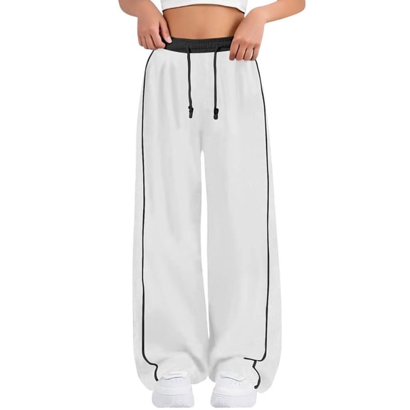 BOOMNY Girls Baggy Sweatpants Wide Leg Pants for Girl Trendy Patchwork Color Elastic Waist Athletic Jogger Pant With Pocket