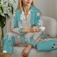 thumbnail image 6 of Vsdgher Teal Mama Llama Pajamas Set Long Sleeve Sleepwear Womens Button Down Nightwear Pj Sets-Medium, 6 of 7