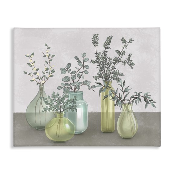 Stupell Industries Modern Plants In Vases Neutral Grey Canvas Art, 20 x 16, by Ziwei Li