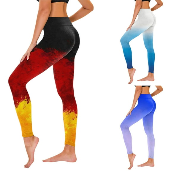 Elainilye Fashion Running Leggings for Women Stretch Yoga Leggings Gradient Print Fitness Running Gym Pants Yoga Pants,Blue